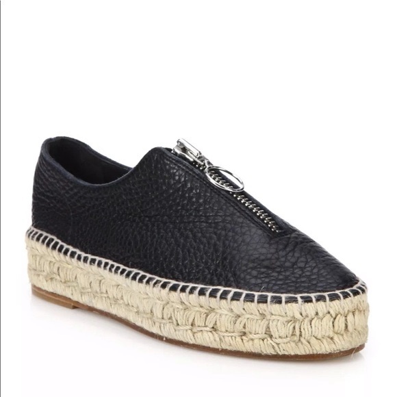 Alexander Wang Black Leather Espadrille Size 38 US 8